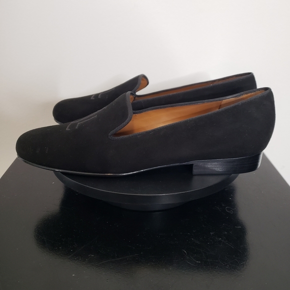Ralph Lauren Black Suede Leather Upper Embroidered Loafer Flats Women's Size 7.5 - Picture 5 of 10